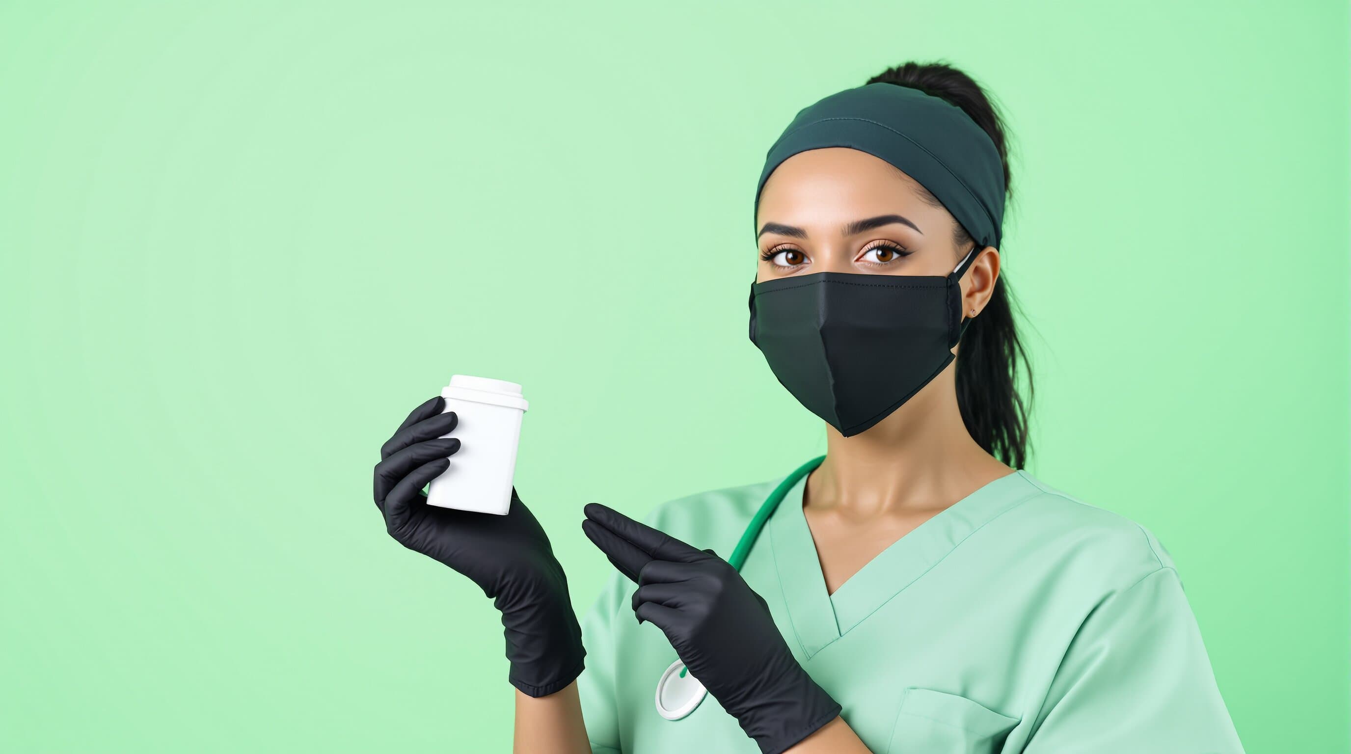 Friendly pharmacist holding a medicine box